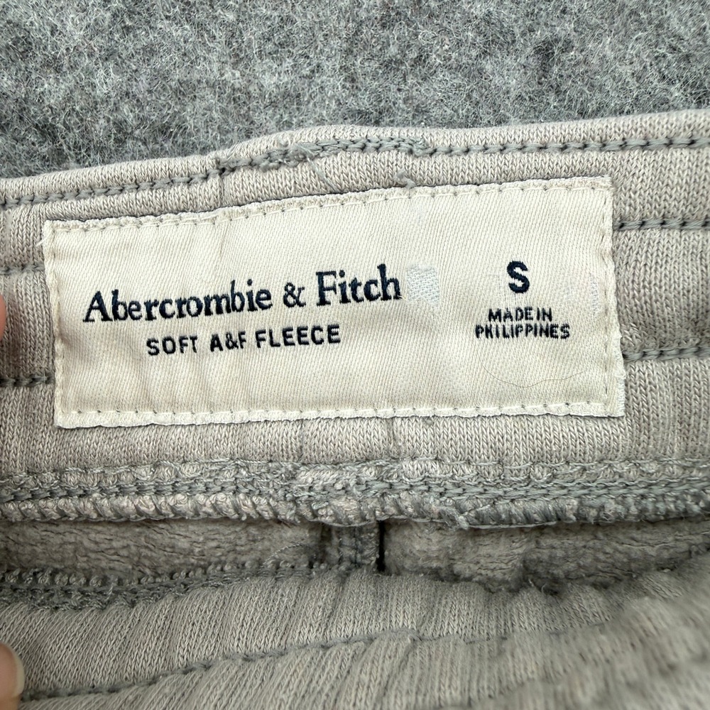 Abercrombie & Fitch Sweat Shorts Mens S Tan Embossed Logo Fleece Drawstring - Picture 12 of 16